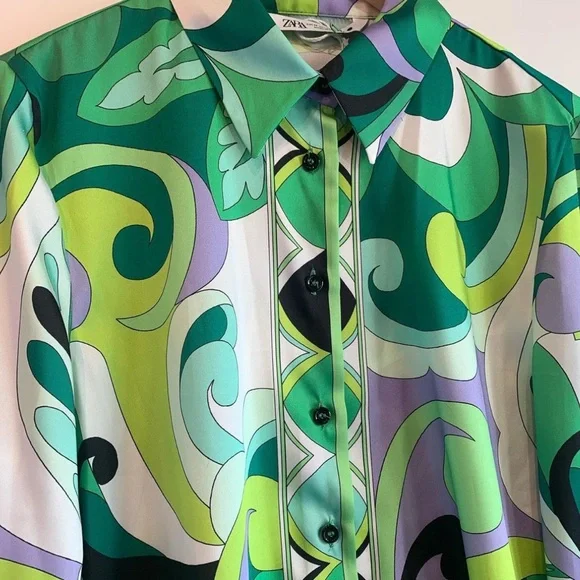 Zara Co-ord Set Green Print (S/M) - Picture 4 of 9